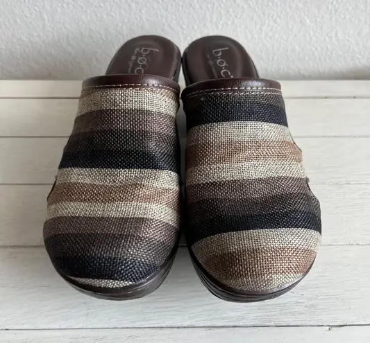 Born concept BOC s Neutrals Striped Linen Slip On Clogs Mules