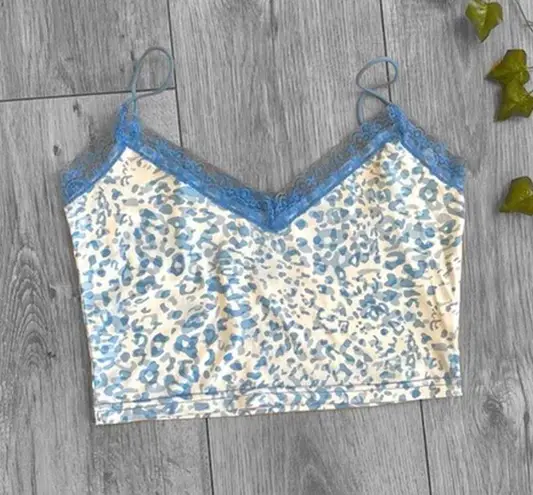 Blue Cheetah y2k Lace Cami Size M