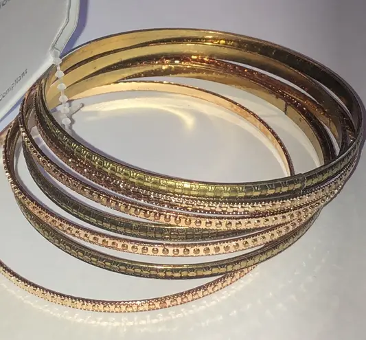 Elegant Mixed Metals Gold Tone Brass Boho Bangle Set