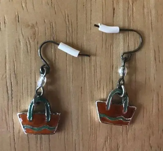 Beach Bag Earrings Retro Beach Ocean Cruise Island