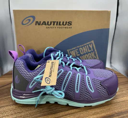 NIB Nautilus Athletic Safety Toe Work Shoes N1792 Purple Women's 6.5 Wide EE