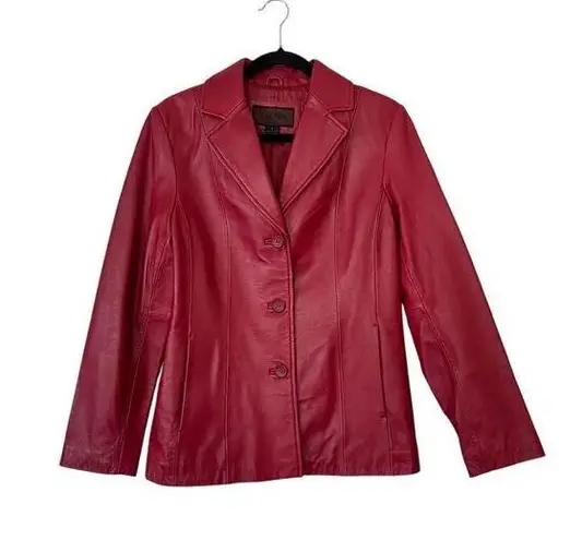 SIENA 100% Leather Red Blazer Jacket| Size 6