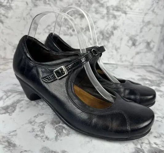 NAOT Womens Low Heel Comfort Mary Jane Size 38/8 Black Leather Round Toe Minimal