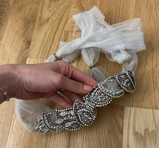 Maria elena headpiece crystal tulle tie headband
