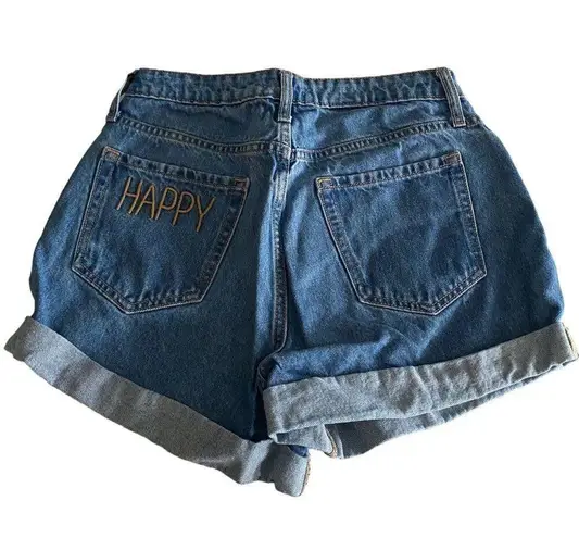 Wild Fable  highest high rise mom jean shorts HAPPY embroidered