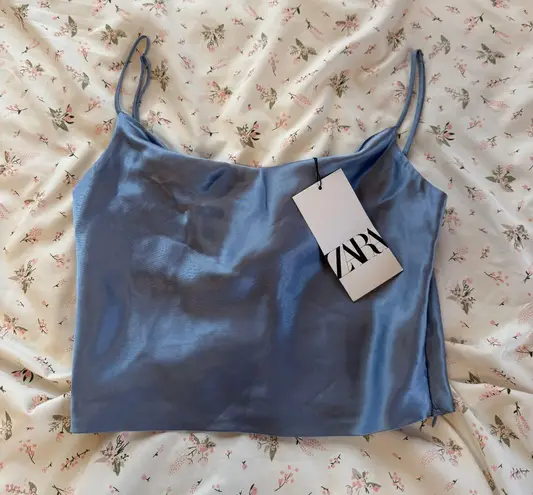 ZARA blue satin top