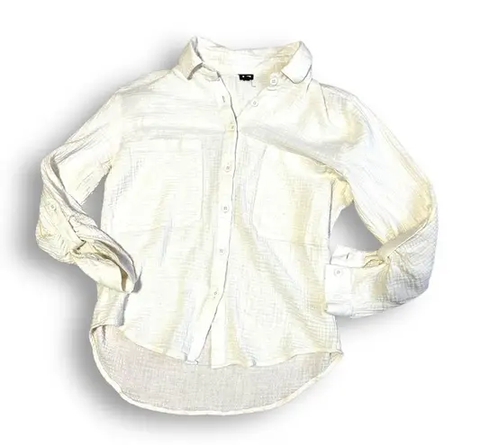 Revolve Monrow Relaxed Button up Blouse In Chalk Long Sleeve Size Medium White