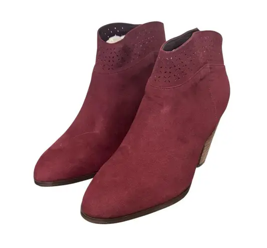 New! Violet & Red Jackson Laser Cut Topline Booties in Burgundy Red