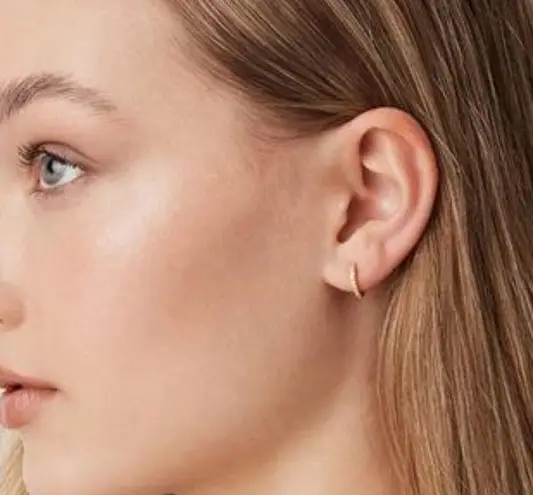 14K Gold Plated Cubic Zirconia Cuff Earrings Huggie Stud