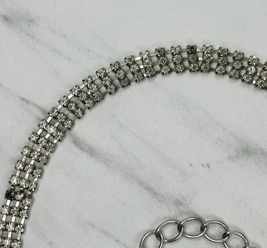 Rhinestone Studded Chain Belt Silver Y2K Festival Glam Medium/Large M/L ✨