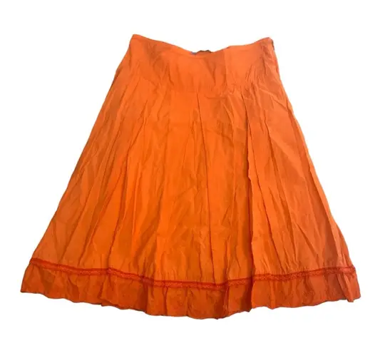 Johnny Was women's size 6 small skirt orange vintage USA embroidered floral