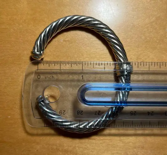 David Yurman Cable Station Bracelet Sterling 18K Yellow Gold & Pavé Diamonds