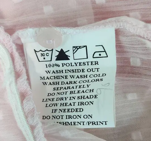 Rio Pastel Pink Sheer Cottagecore Blouse Size Medium Swiss Dot Coquette Pink Top