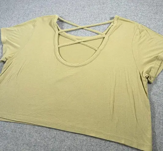 American Eagle NEW  Womens XL Top Shirt Athletic Green Stretch Lightweight Cross