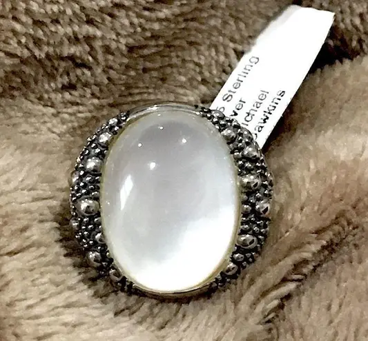 MICHAEL DAWKINS Starry Night Sterling Silver Mother of Pearl Doublet Ring Sz 10
