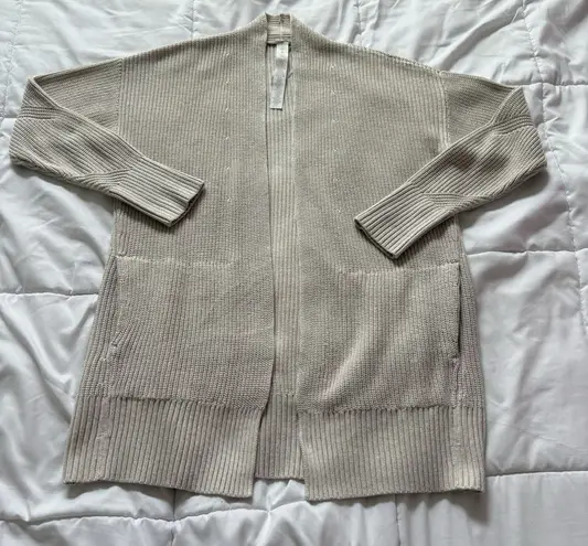Lululemon Womens Long Sleeve Open Front Cardigan Sweater Tan Womens Size M/L White Size L