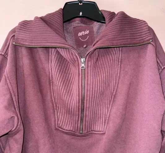 Aerie Burgundy Down To Earth Quarter Zip Oversized Pullover Size S NWOT!