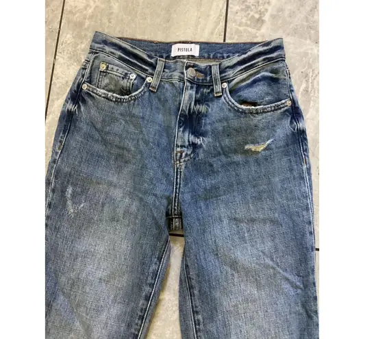 Pistola Jeans Womens 24 Blue Distressed Ripped Boyfriend Relaxed Fit Denim Pants