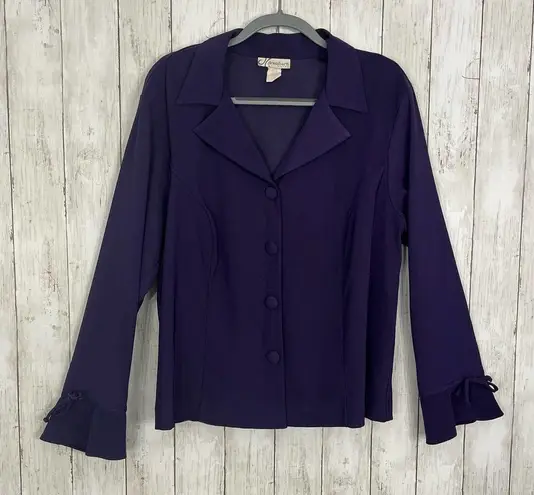 Dress Barn Vintage Y2K  Plus Size Purple Collared Button Down Bell Sleeve Blouse