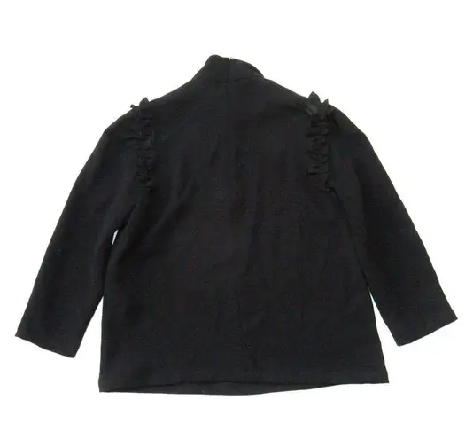 Sézane NWT Jackie Blouse in Noir Black Ruffle Shoulder Crepe Top 36 US 4