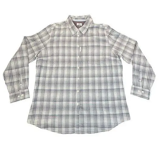 RidgeCut Shirt Womens Extra Large Beige Gray Plaid Flannel Work Country Rugged White Size XL - Image 1