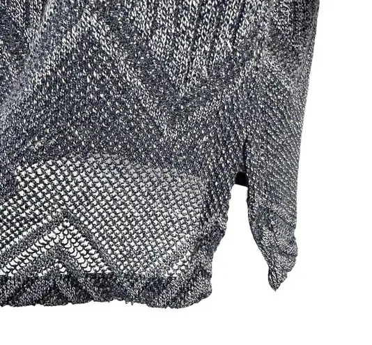 Lafayette 148 New York Sz M Women's Gray Blue Loose Open Knit Semi Sheer Sweater