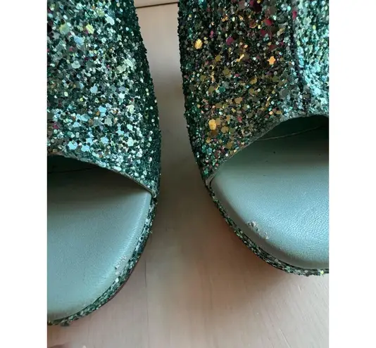 3.1 Phillip Lim turquoise glitter Party Platform Sandals size 35 / US 5