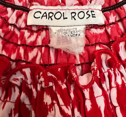Carol Rose Woman’s Shirt Size Medium Red & White Top Blouse Ruffled Neck