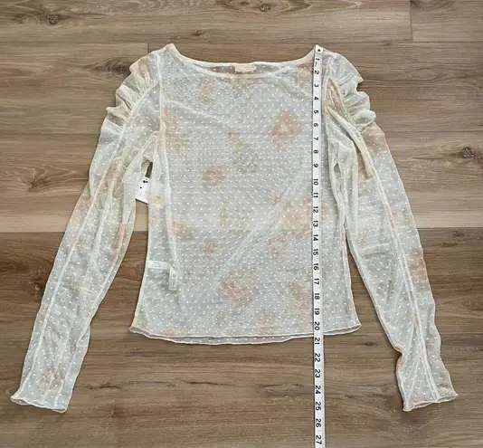 Free People Spot Light Sheer Long Sleeve Top M