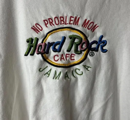Hard Rock Cafe Oversized Jamaica T Shirt Womens White Medium M Embroidered Tee