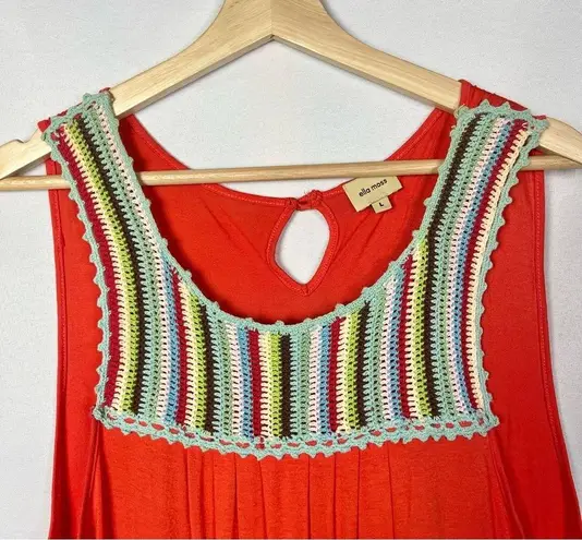 Ella Moss Orange Embroidered Scoop Neck Y2K Tank Top L