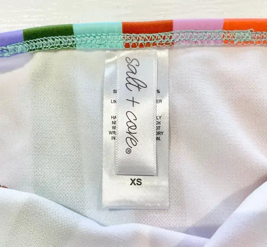 Salt + Cove New Cabana Stripes Shirred Tab Side Hipster Bikini Bottoms Size XS