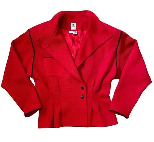 Emanuel Ungaro Vintage Red Wool Power-Suit Jacket Blazer Coat - 1980s Ungaro Ter