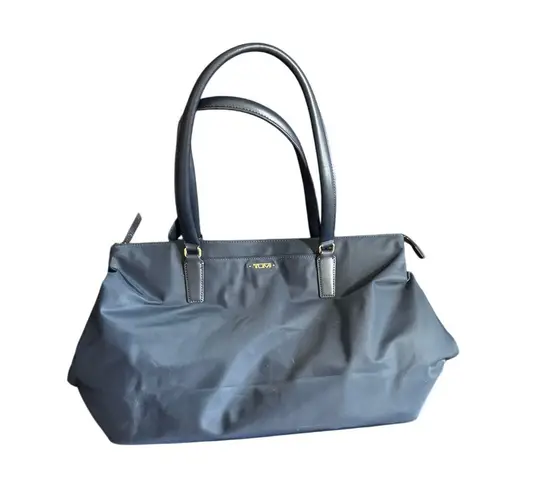 TUMI Georgiana Business Tote in Blue Nylon with Leather Trim Travel Work Caryall