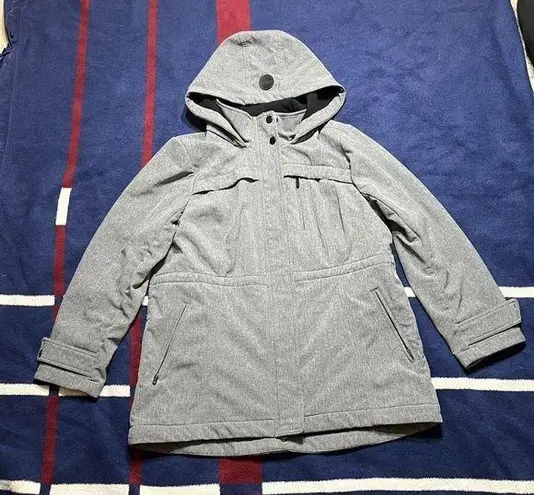 Calvin Klein Performance heather grey fleece lined waterproof coat w/ hood Gray Size L