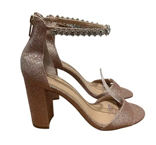 Jewel by Badgley Mischka Louise Ankle Strap Sandal Rose Gold Women’s Size 8