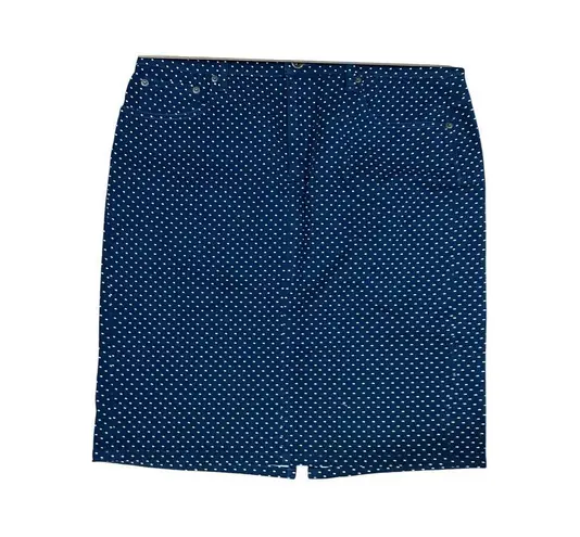 Lauren Jeans Company Polka Dot Pencil Skirt Classic Career Navy 12 Blue