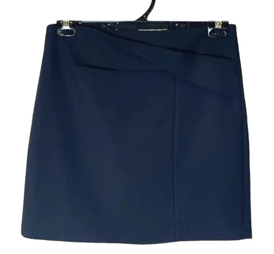 Halston Heritage Black Wrap Front Detail A Line Mini Skirt Size 4