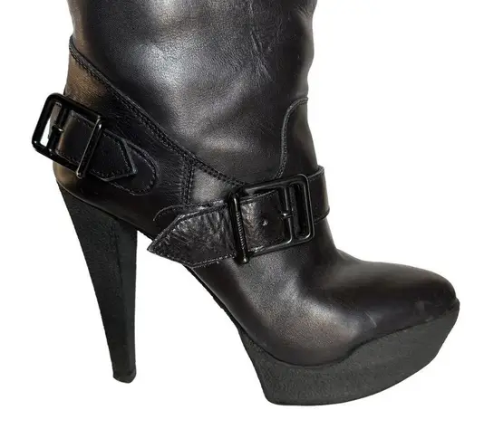 Burberry  Biker Shearling Lined Ankle Boot In Black Size 8.5