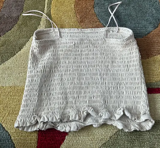 Abercrombie & Fitch Cream Spaghetti Strap Crop Smocked Tube Top Size Medium