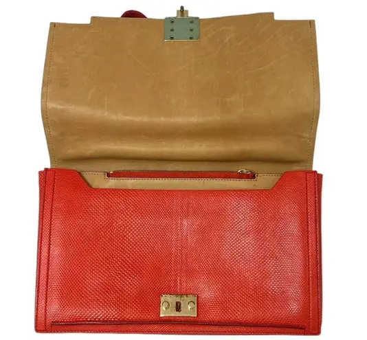 Lanvin Snakeskin Partition Shoulder Bag in Red
