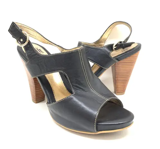 Sofft Black Leather slingback heel Sandal Size 10