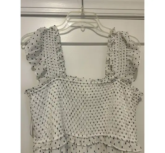 Motherhood Maternity White With Black Polka Dot Boho Maxi Dress Size Large Flowy