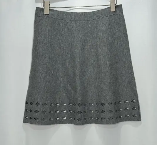 Elie Tahari Gray Laser Cut Wool Skirt
