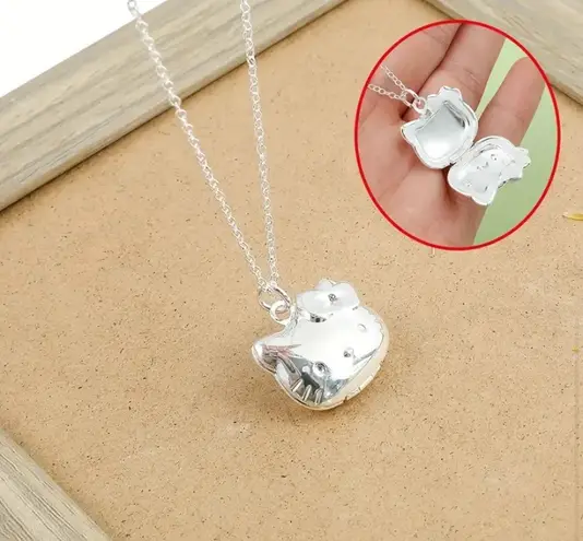 Sanrio Kawaii Hello Kitty Anime Crystal Photo Locket Pendant Necklaces