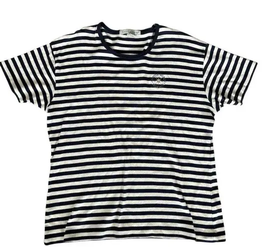 Izod Women's Blue Striped Crew Neck T