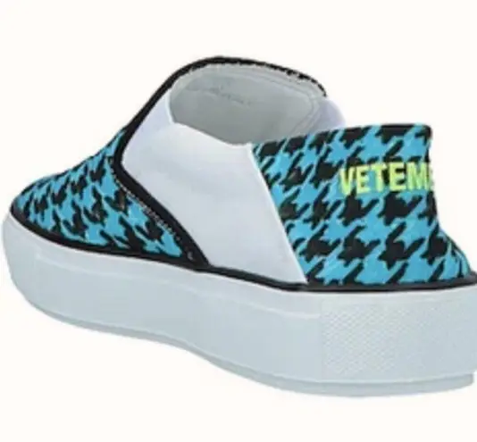Vetements Baboush Slip On Sneakers Blue houndstooth canvas Size 8