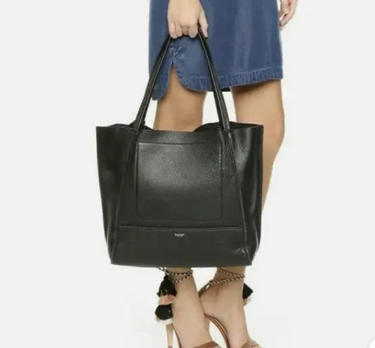 Botkier 100% Pebbled Leather Large Tote Handbag with Zipper Accents Snap Pocket