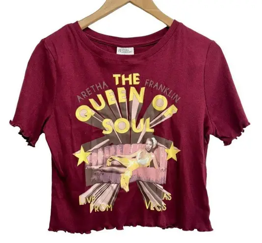 Aretha Crop Tee Size Large Franklin The Queen Of Soul Live In Vegas Juniors NEW Red