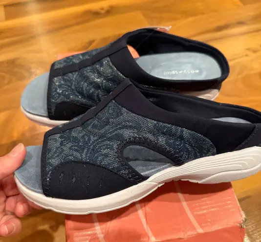 Easy Spirit Traciee7 Slide Sandals Wide Width Comfort Dark Blue 7 WW summer NWT